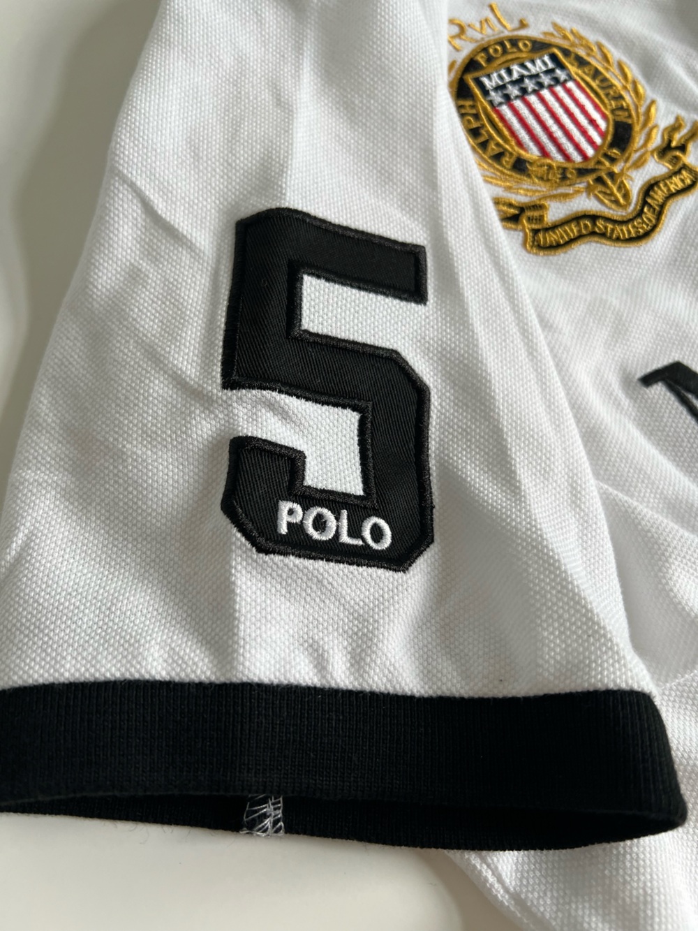 Ralph Lauren White Polo - Miami USA #5 - MEDIUM - Chief Keef Y2K Big Pony - Picture 7 of 9